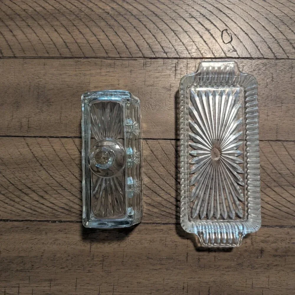 Vintage Federal Glass Windsor Butter Dish Clear Pressed Glass Mid Century - Picture 5 of 7